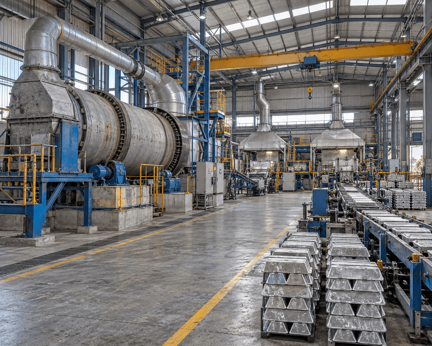 Lead processing equipment inside the factory